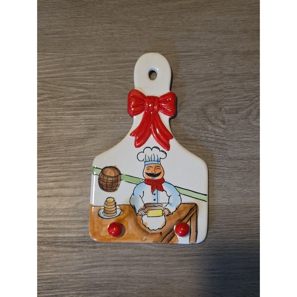 Chef Design Ceramic Kitchen Hanging Trivet to Hang apron Chef Multicolor